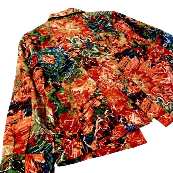 Chico’s Artsy Silk Blend Top Shacket Red WaterColor 0 (Small) Women CareerCore - Picture 14 of 15